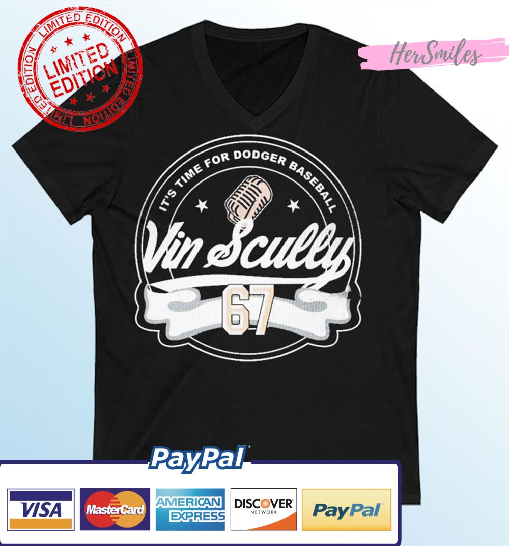 Vin Scully 67 It’s Time For Dodgers Baseball 1927-2022 T-Shirt