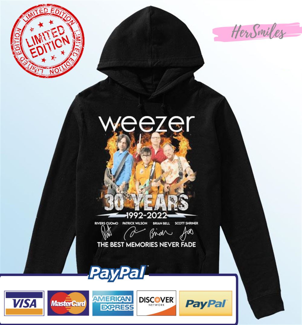 Weezer 30 Years 1992-2022 The Best Memory Never Fade Signatures T-Shirt
