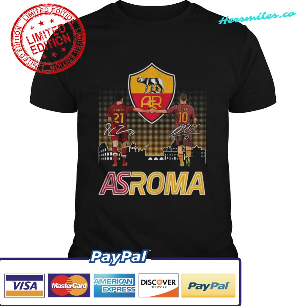 As Roma Paulo Dybala And Francesco Totti Signatures Shirt
