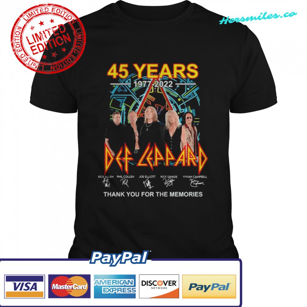 Def Leppard 45 years 1977-2022 signatures thank you for the memories shirt