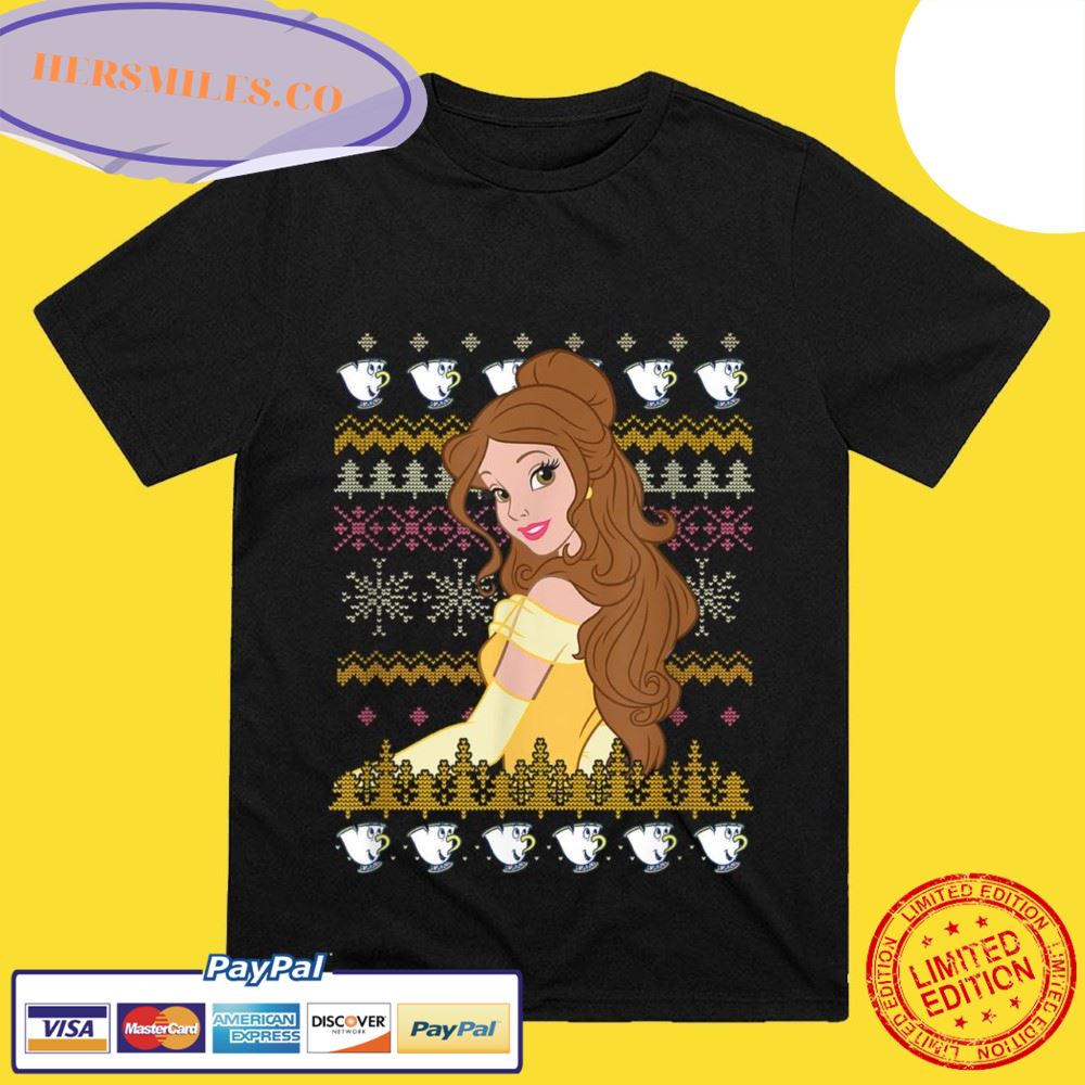 Disney Beauty And The Beast Christmas Belle Tea Cups Sweater T-Shirt