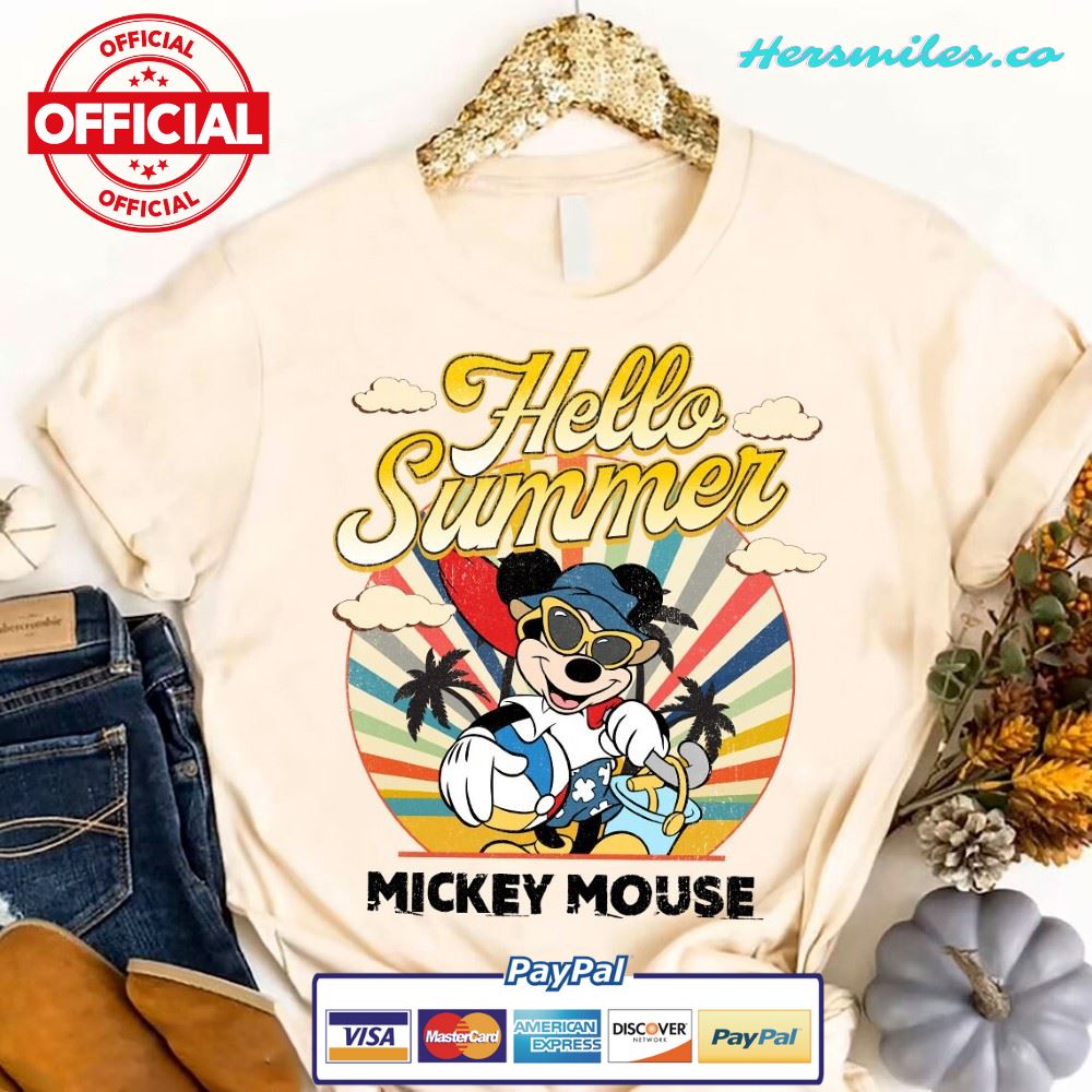 Disney Hello Summer shirt, Hello Summer shirt, Disney characters Hello Summer shirt, Disney Summer vacation shirt, Vintage Disney Squad tee – 3
