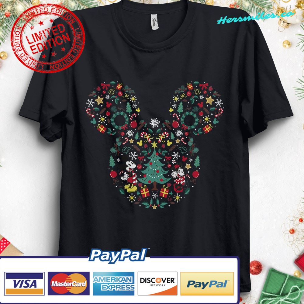 Disney Mickey Mouse Head Mashup Christmas Unisex Gift T-Shirt