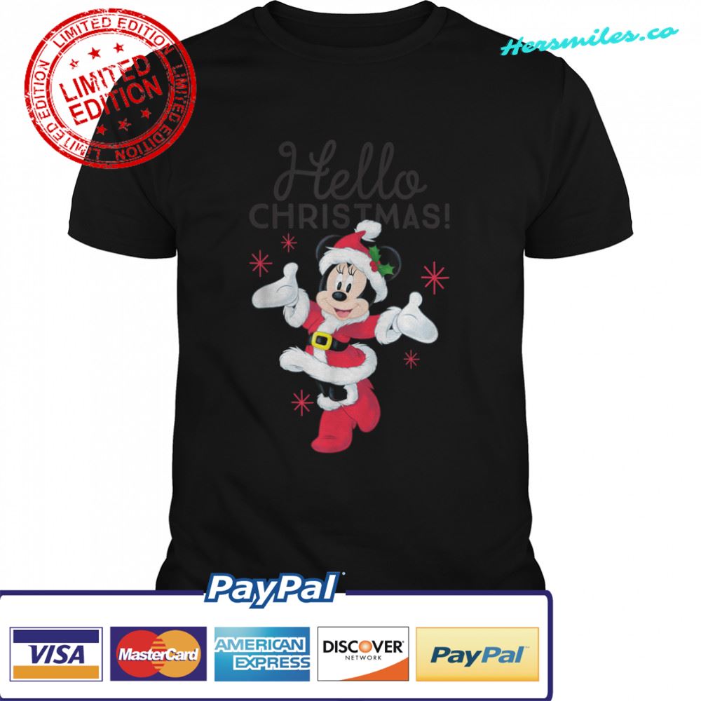 Disney Santa Minnie Mouse Hello Christmas Holiday T-Shirt