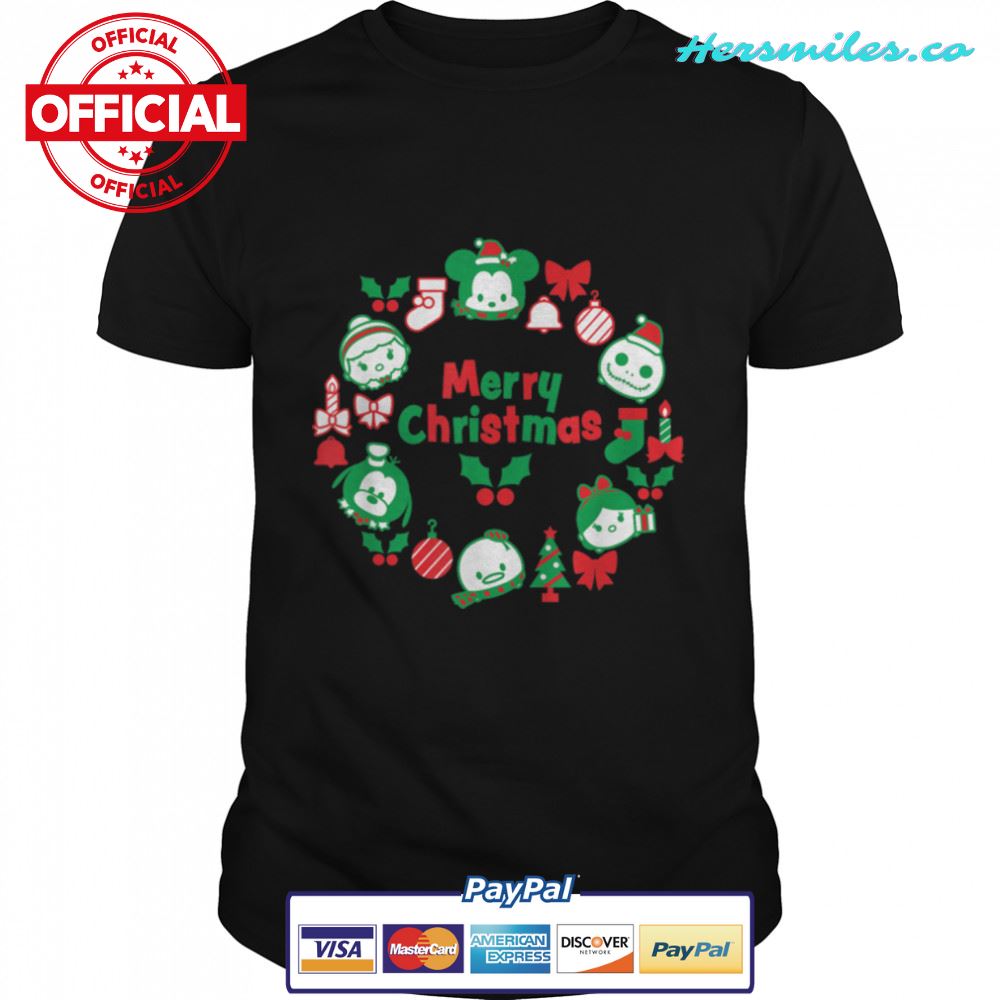 Disney Tsum Tsum Character Wreath Christmas Holiday T-Shirt