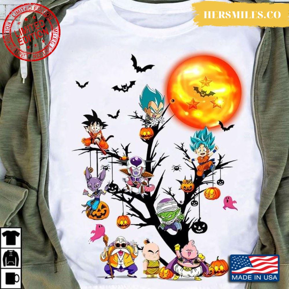 Dragon Ball Characters On Tree Halloween T-Shirt