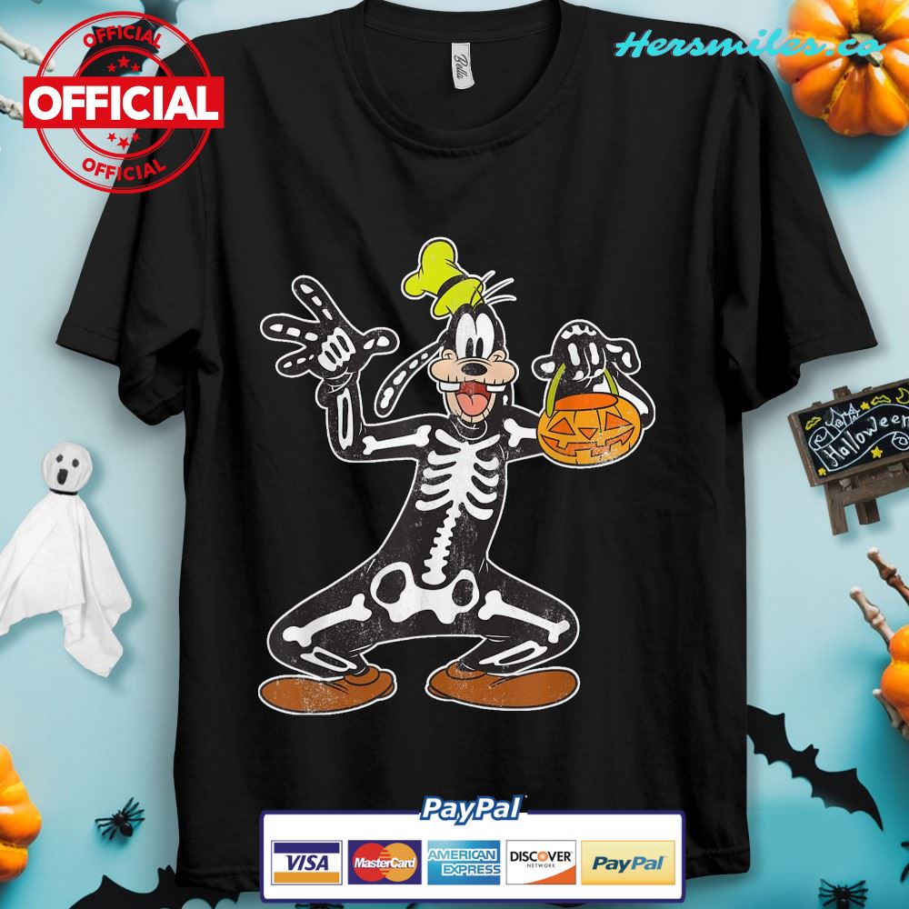 Goofy Skeleton Funny Halloween Pumpkin T-Shirt