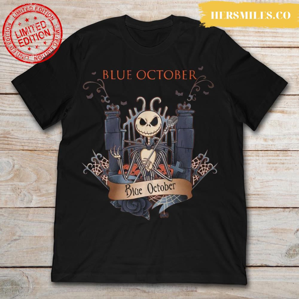 Halloween Jack Skellington Blue October T-Shirt