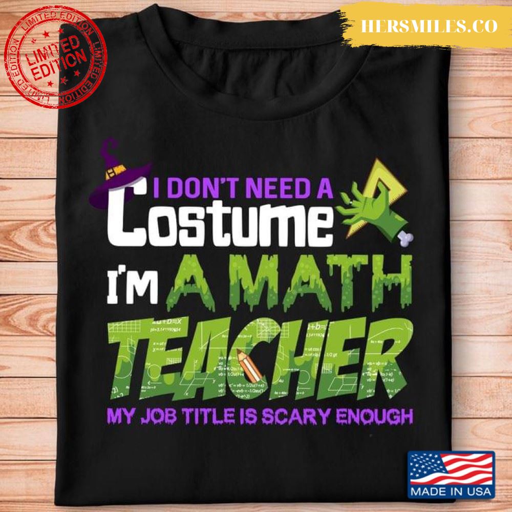 I Don’t Need A Costume I’m A Math Teacher My Job Title is Scary Enough T-Shirt