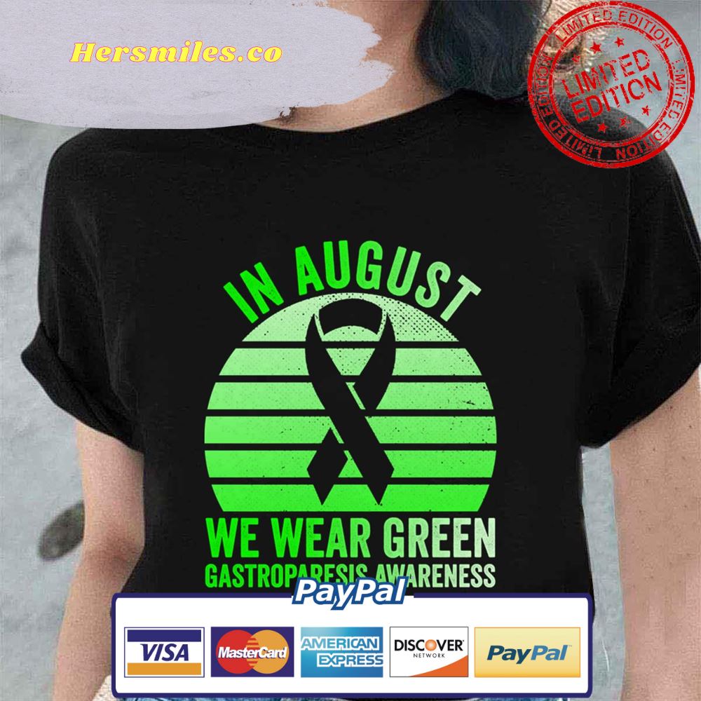 In August We Wear Green Vintage Gastroparesis Awareness Retro Unisex T-Shirt