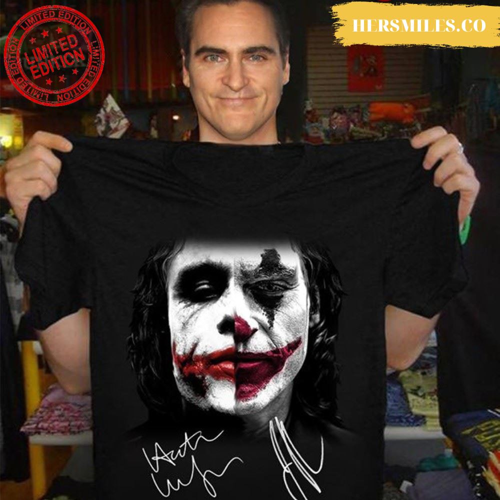 Joker Heath Ledger And Joaquin Phoenix Signatures T-Shirt