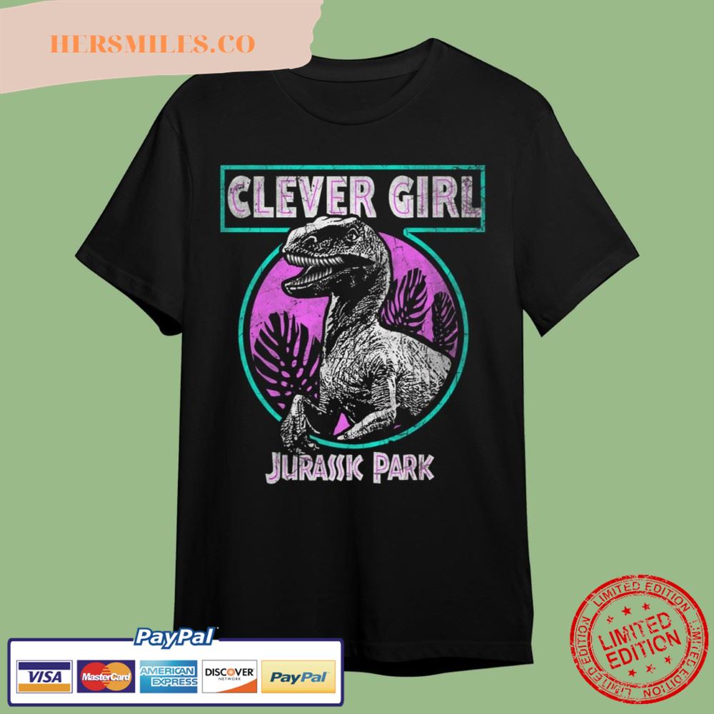 Jurassic Park Pink And Teal Clever Girl Circle Premium T-Shirt
