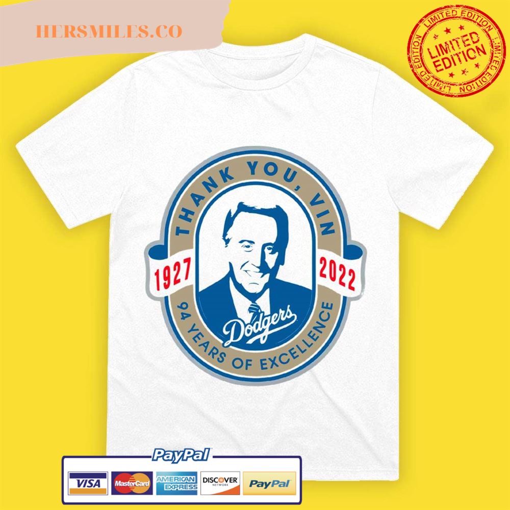 Los Angeles Dodgers LA Thank You Vin Scully 94 Years Of Excellence Shirt