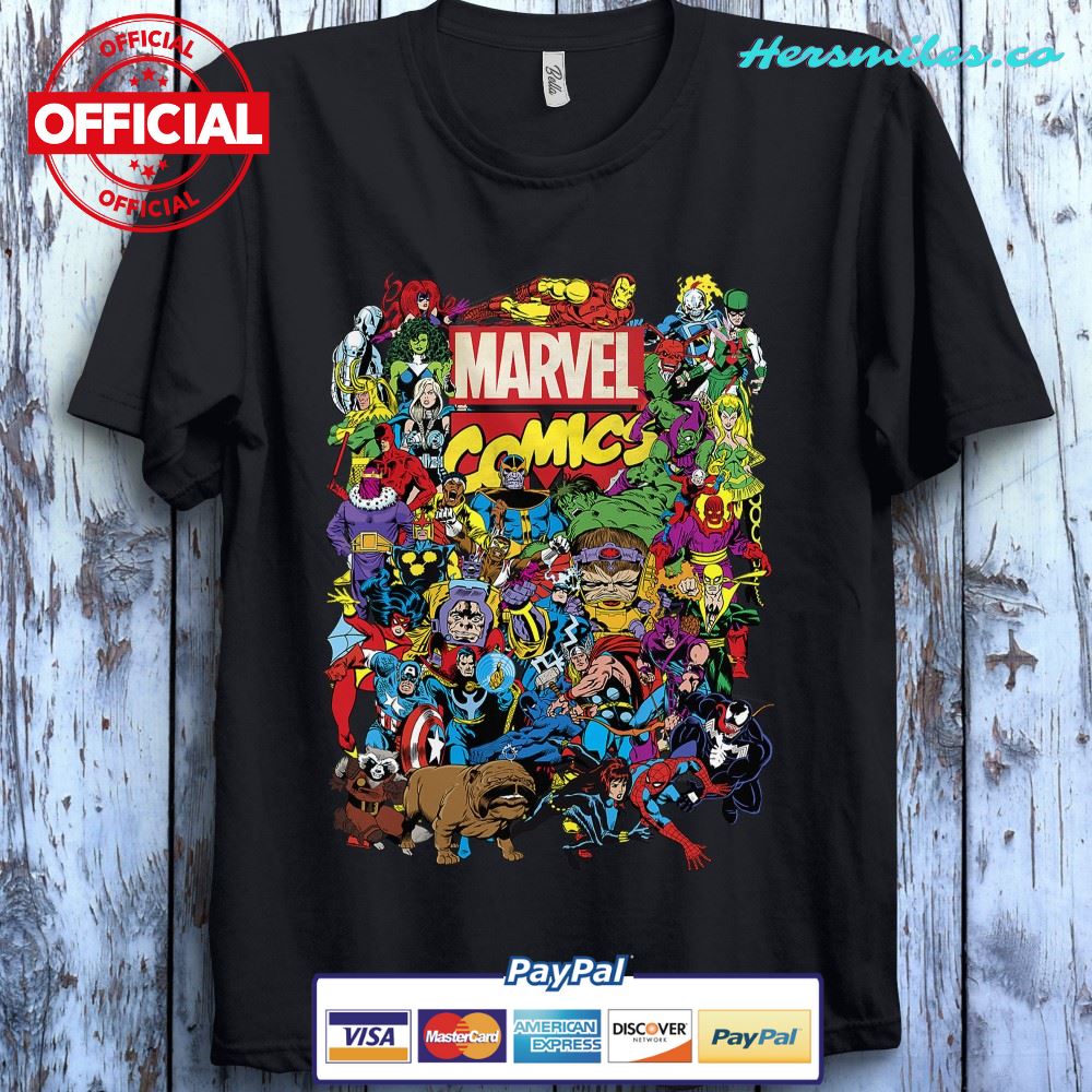 Marvel Comics Heroes Group Shot Graphic T-Shirt