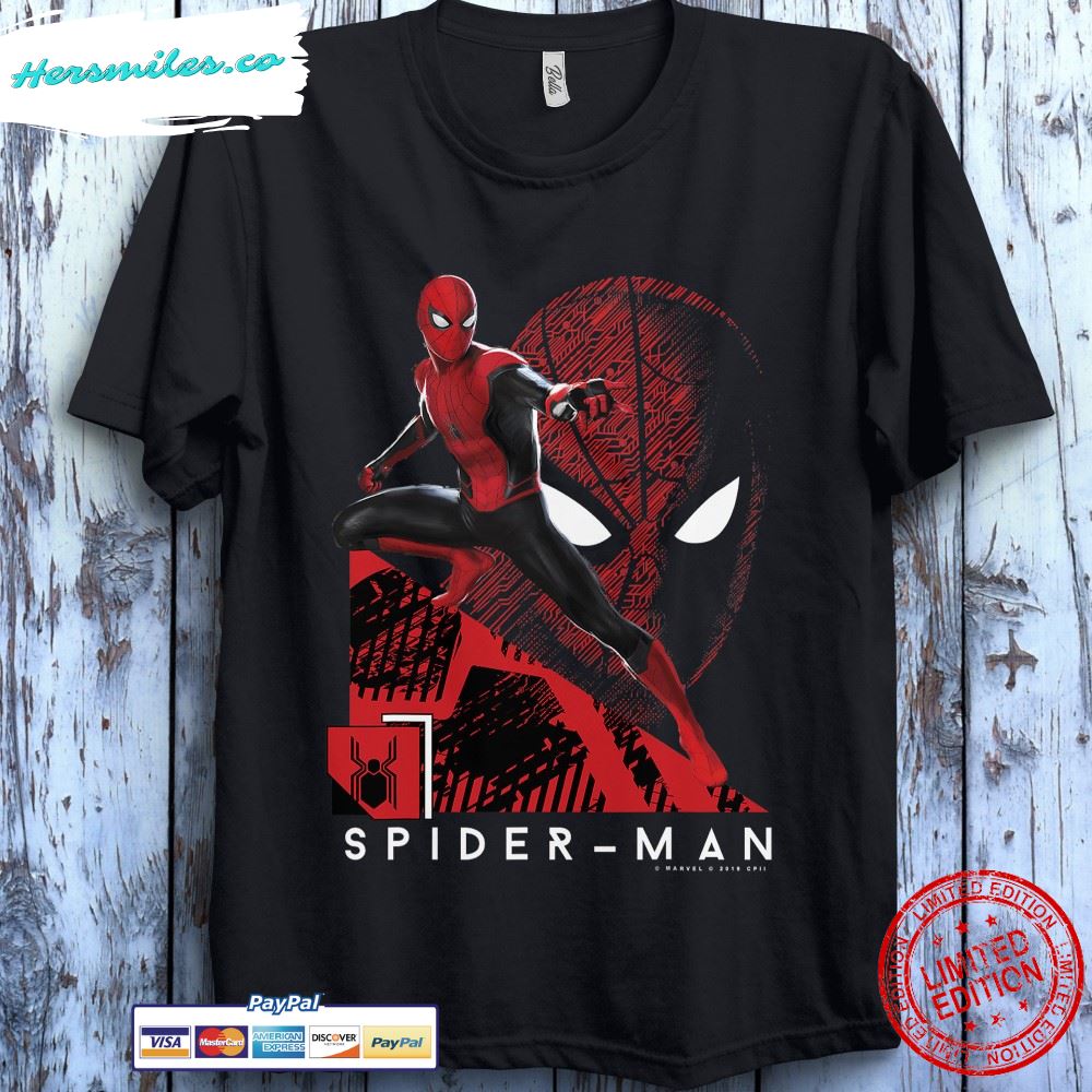 Marvel Spider-Man Far From Home Portrait Tech Background Unisex T-Shirt