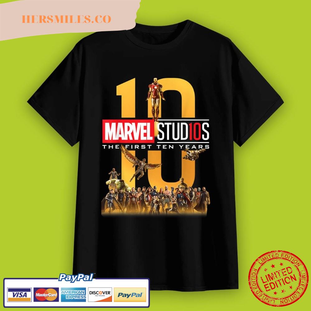 Marvel Studios First Ten Years Full Cast Graphic T-Shirt