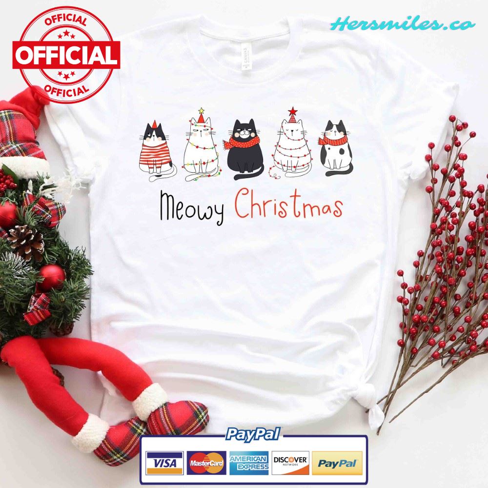 Meowy Christmas Shirt, Christmas Cat Shirt
