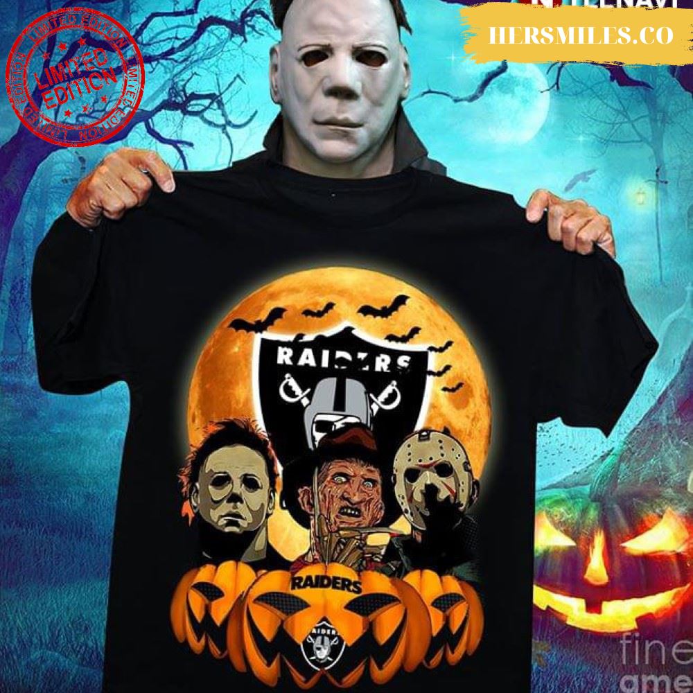 Michael Myers Freddy Krueger Jason Voorhees Oakland Raiders Halloween T-Shirt