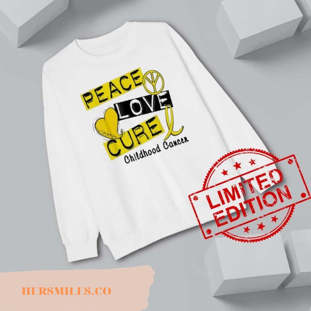 Peace love cure gold ribbon childhood cancer awareness shirt