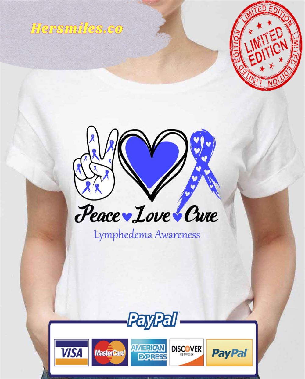 Peace Love Cure Lymphedema Awareness Unisex T-Shirt