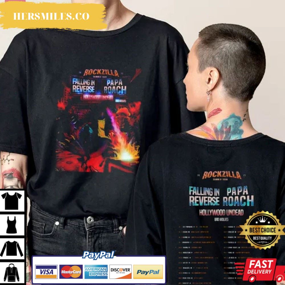 Rockzilla Tour 2022 Falling In Reverse Papa Roach Bad Wolves Gift T-Shirt