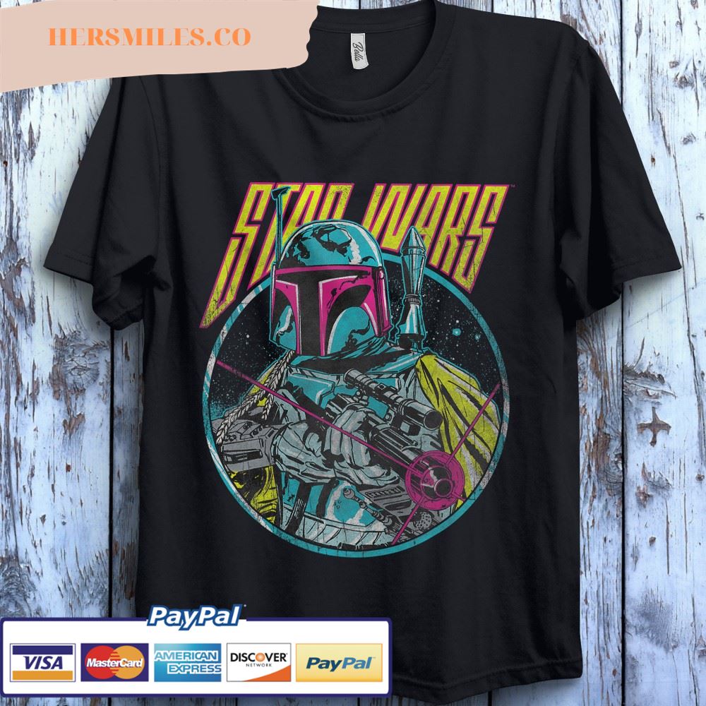 Star Wars Boba Fett Neon Blaster Vintage Graphic Unisex Gift T-Shirt