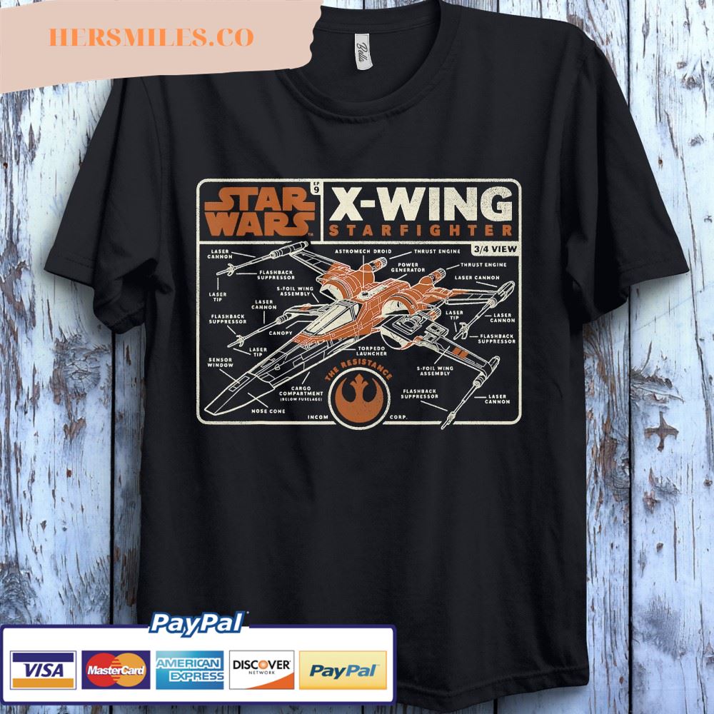 Star Wars The Rise Of Skywalker X-Wing Starfighter Schematic UnisexT-Shirt