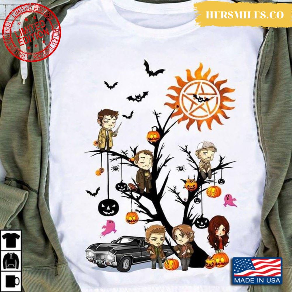 Supernatural Characters On Halloween Tree T-Shirt