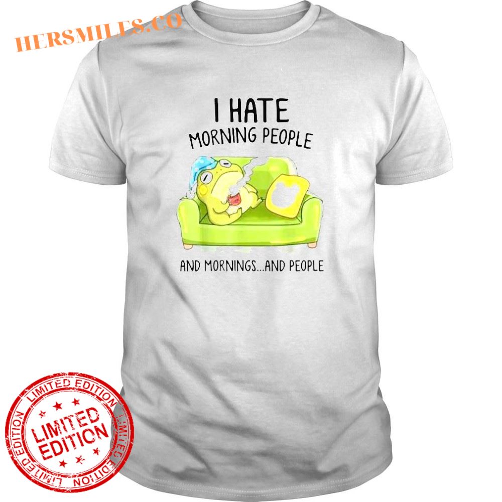 Toad Frog Drinking Coffee I Hate Morning People Shirt