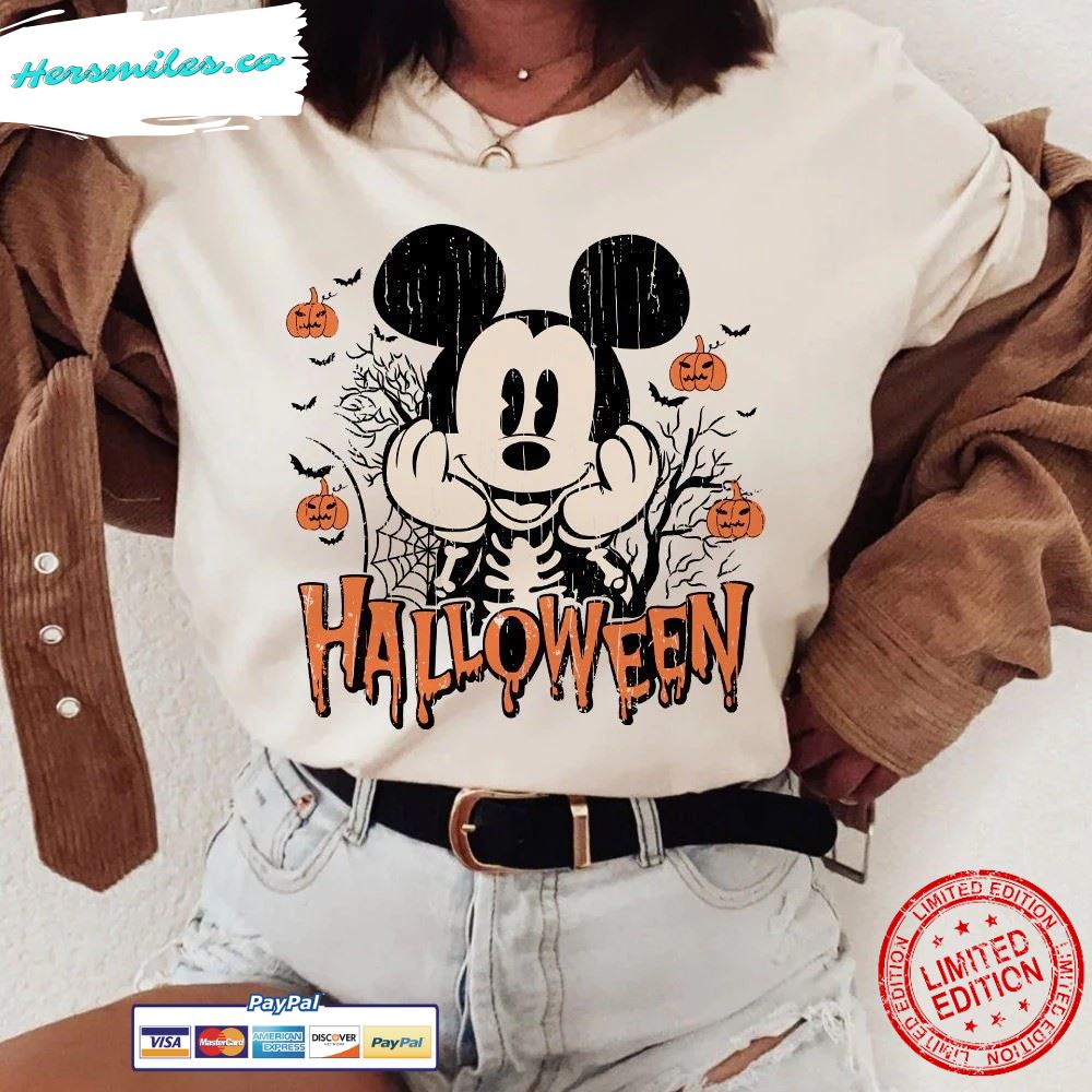 Vintage Disney Characters Halloween Shirts, Vintage Mickey Halloween 2022, Minnie Halloween, Disney Family Matching, Halloween Tee - 1 - Hersmiles