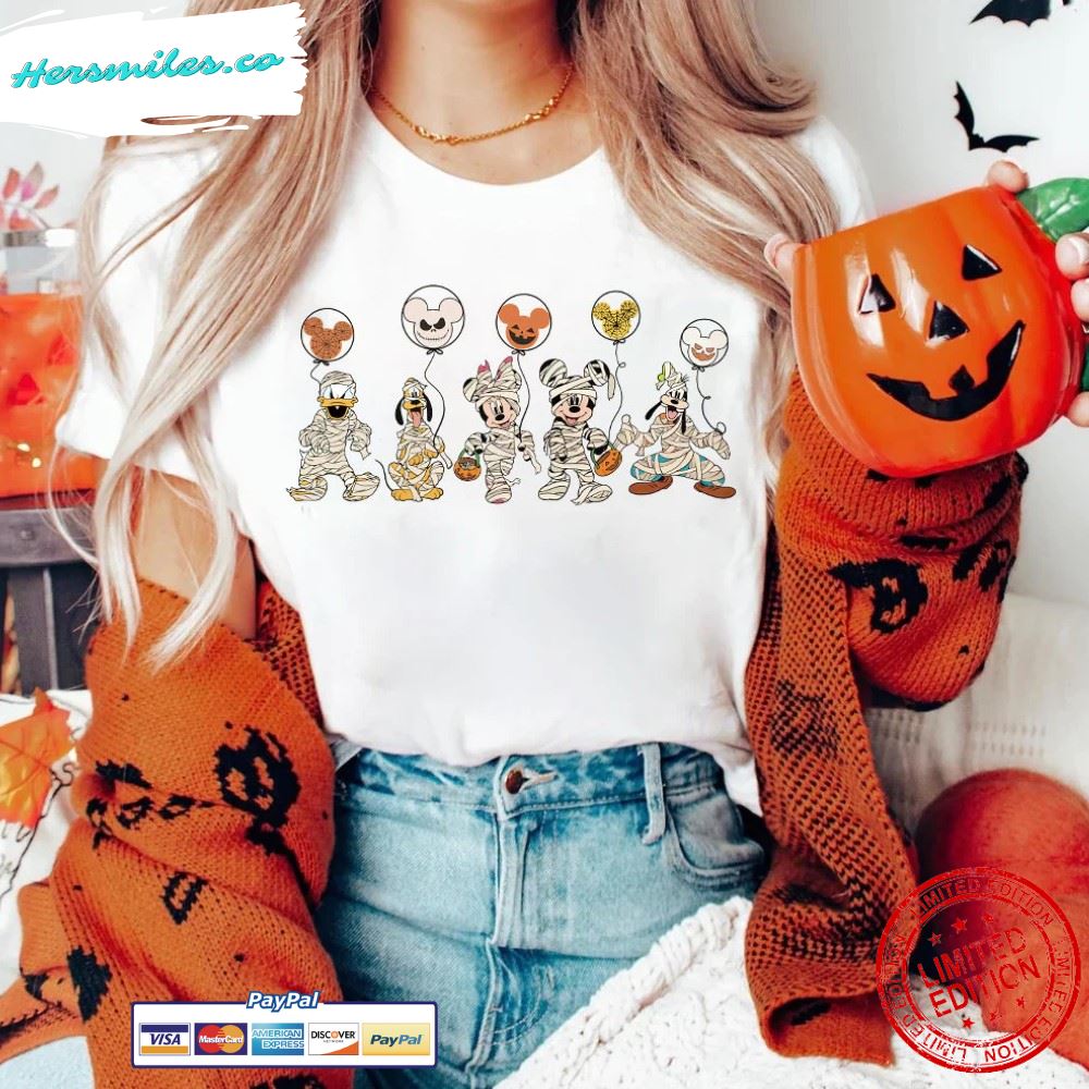 Vintage Disney Characters Mummy Halloween shirt, Vintage Mickey mummy, Minnie mummy, Disney Halloween balloons, Mickey Halloween balloons – 3