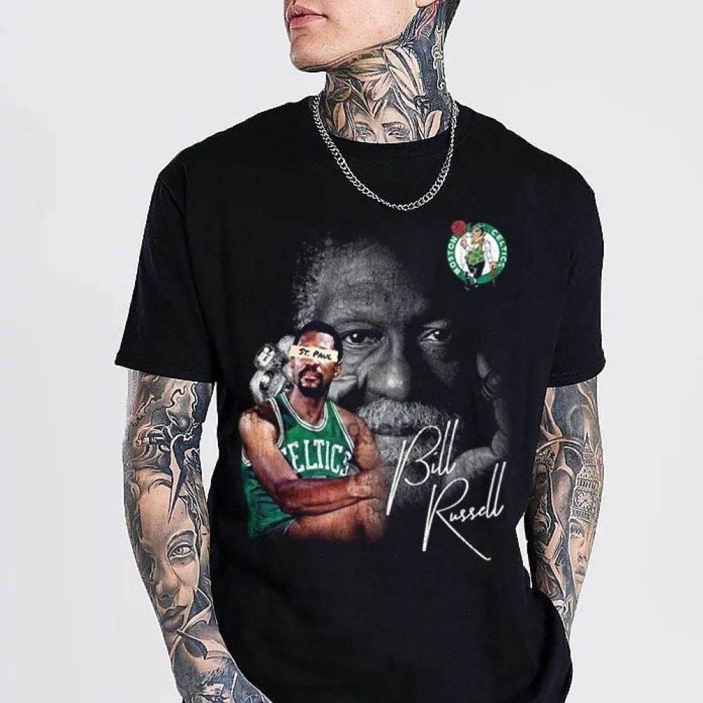 Vintage NBA Legend Bill Russell Signature Rip T-Shirt