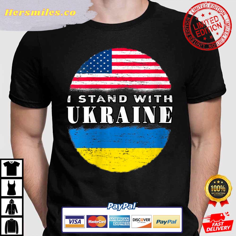 Womens Easter I Stand With Ukraine In April We Wear Yellow And Blue Support Ukraine T-Shirt