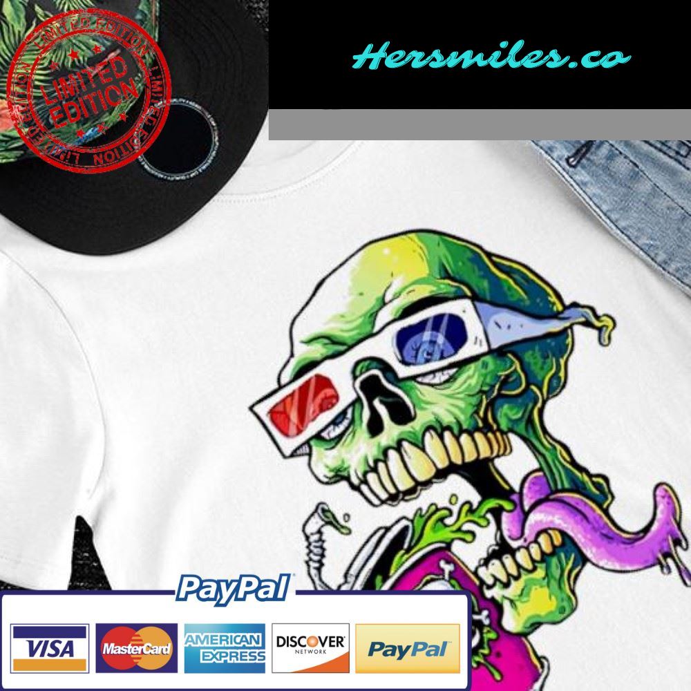 Zombie Skull watching movie 3D glass shirt Zombie Skull watching movie 3D glass shirt