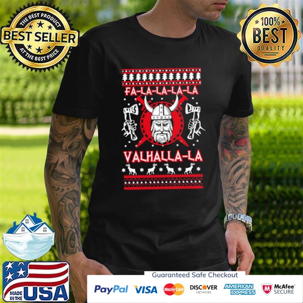 Valhalla viking nordic christmas knit pattern t-shirt