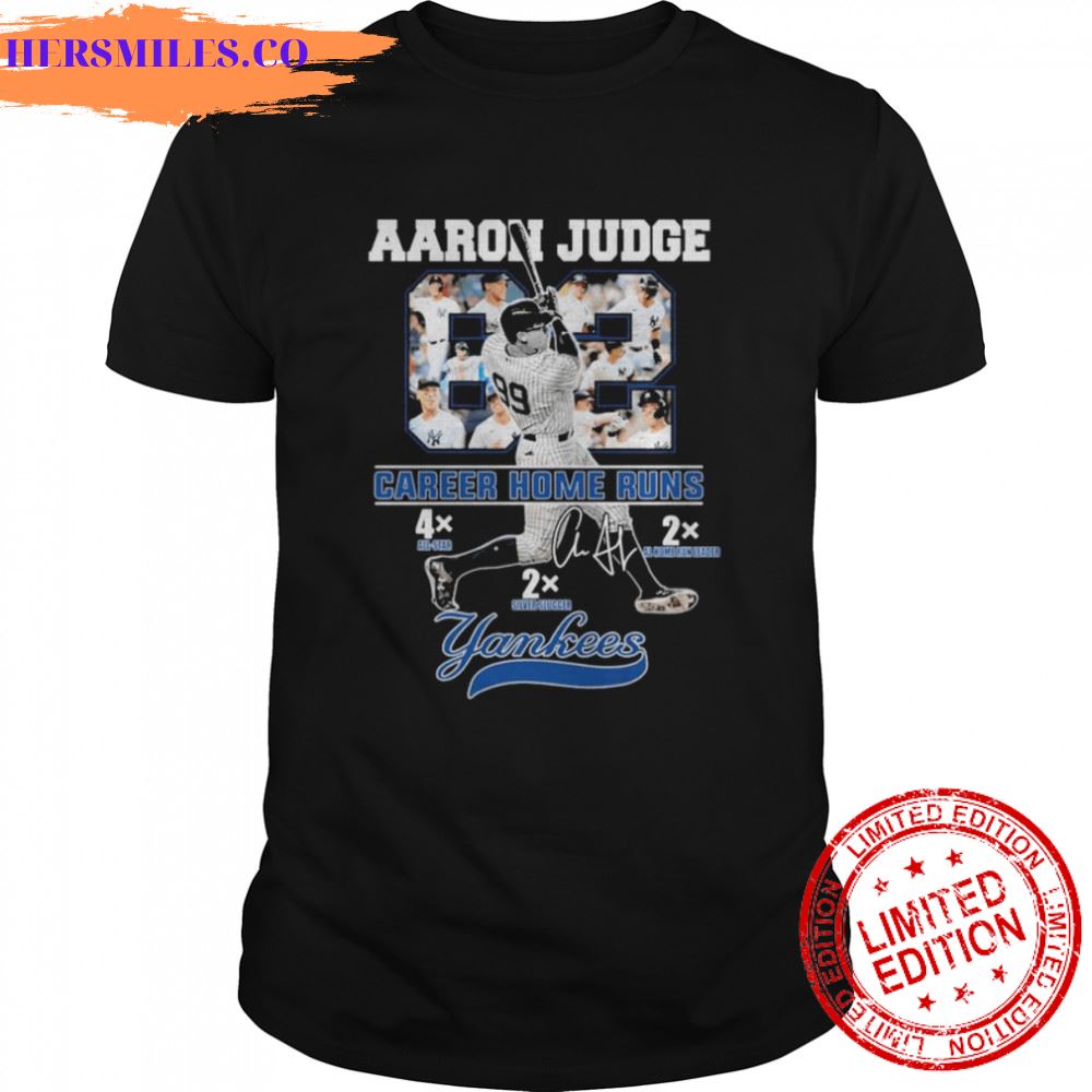 Aaron Judge 62 Career Home Runs New York Yankees signature shirt Aaron Judge 62 Career Home Runs New York Yankees signature shirt