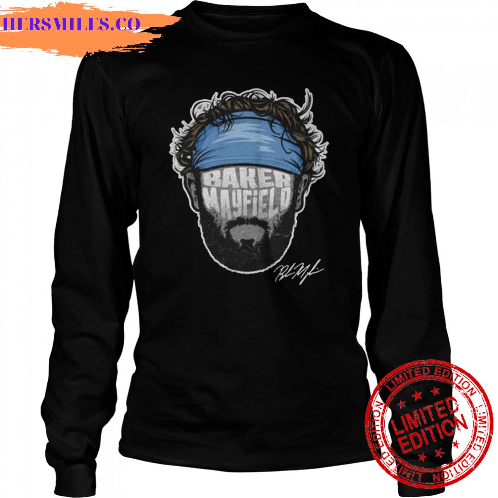 Baker Mayfield Carolina Panthers Player Silhouette Signature Shirt Baker Mayfield Carolina Panthers Player Silhouette Signature Shirt