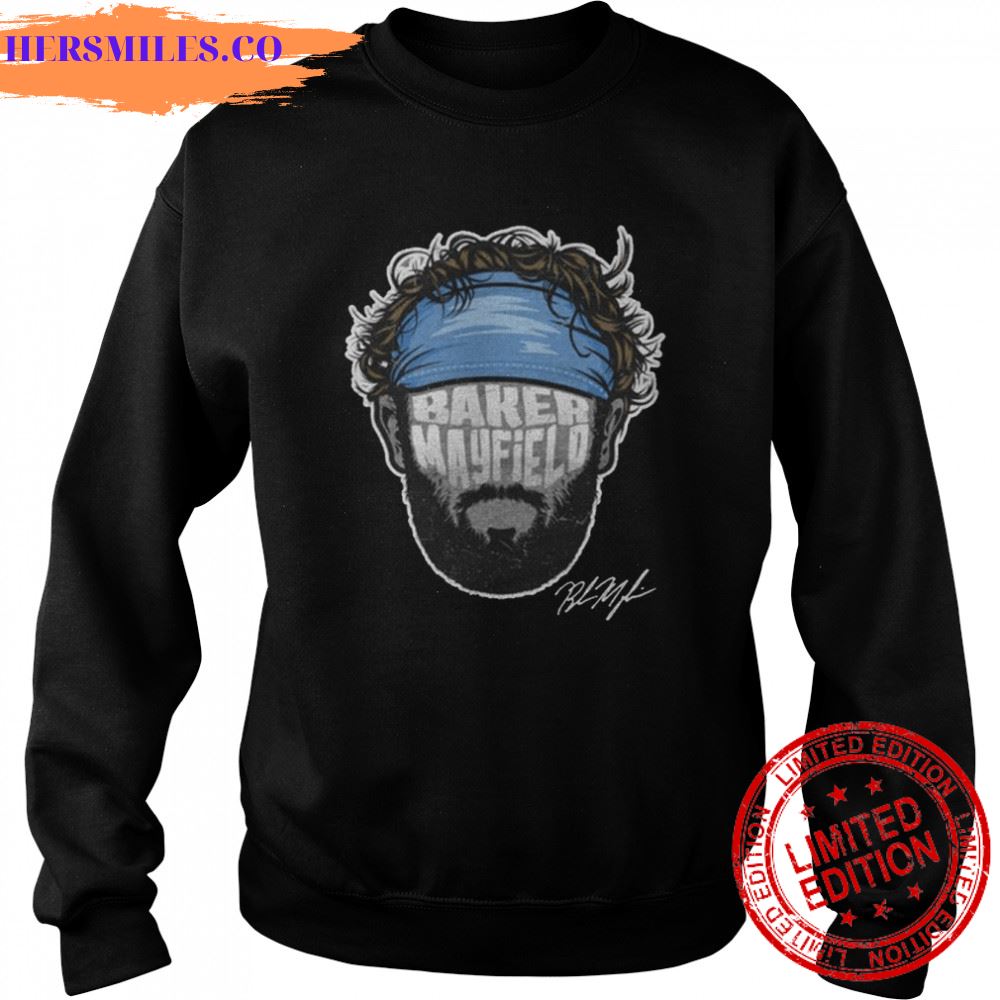 Baker Mayfield Carolina Panthers Player Silhouette Signature Shirt Baker Mayfield Carolina Panthers Player Silhouette Signature Shirt