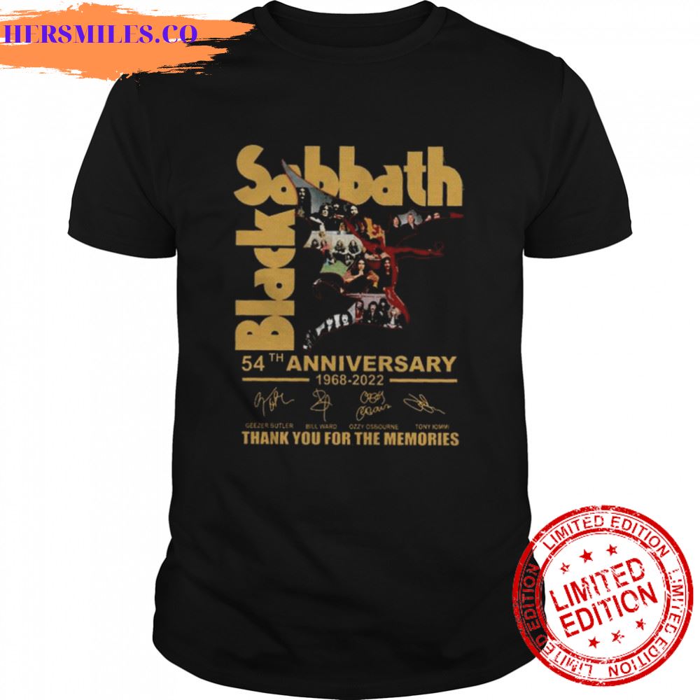 black sabbath 54th anniversary 1968 2022 thank you for the memories signatures shirt