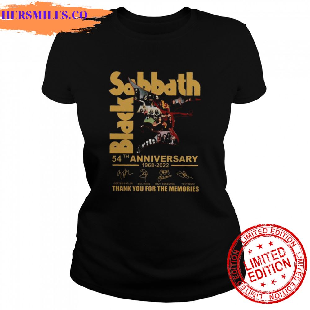black sabbath 54th anniversary 1968 2022 thank you for the memories signatures shirt
