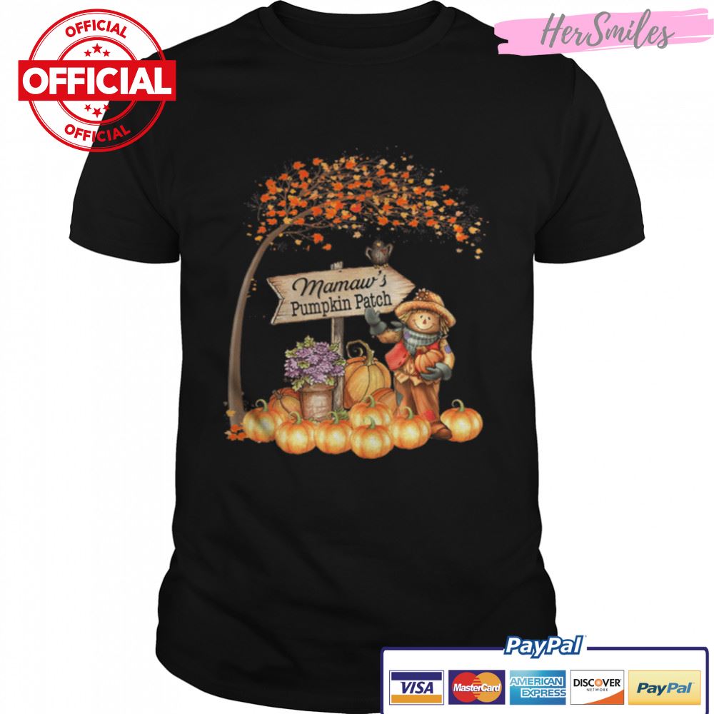 Mamaw’s Pumpkin Patch Fall Halloween Grandma Family T-Shirt B0BKL9Q157
