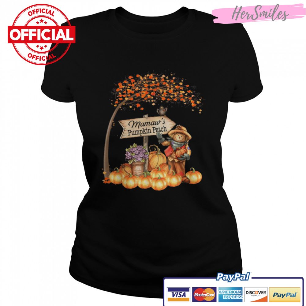 Mamaw’s Pumpkin Patch Fall Halloween Grandma Family T-Shirt B0BKL9Q157