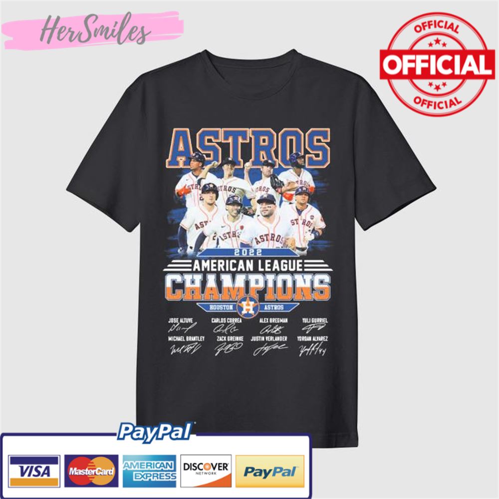 The Astros American League Champions 2022 Houston Astros Team Signatures Shirt