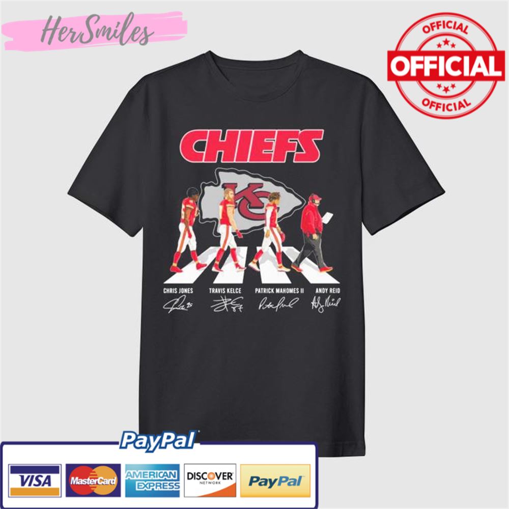 The Chiefs Chris Jones Travis Kelce Patrick Mahomes II And Andy Reid Abbey Road Signatures Shirt