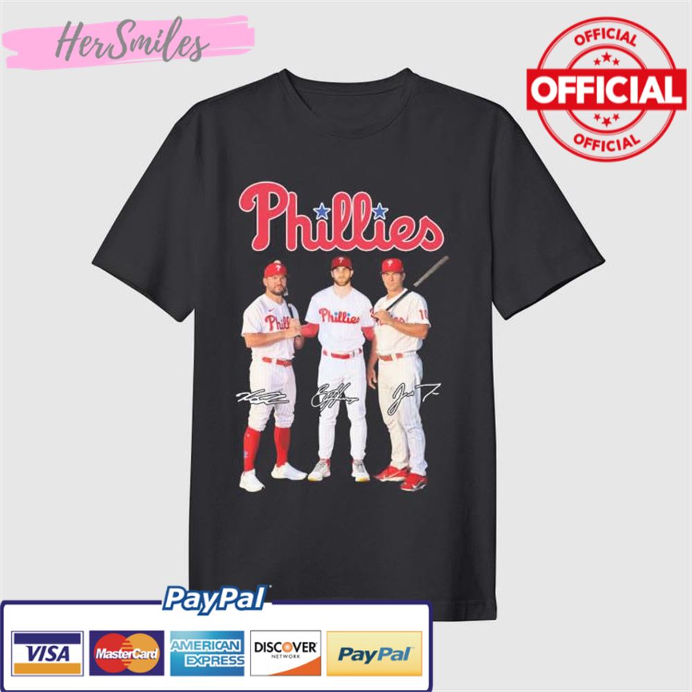 The Phillies J. T. Realmuto Bryce Harper And Kyle Schwarber Signatures Shirt