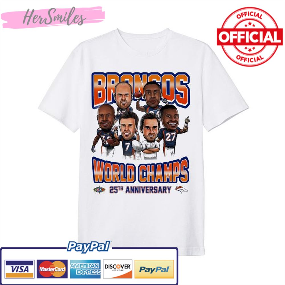 World Champs Denver Broncos Team Cartoons 25th Anniversary T-Shirt