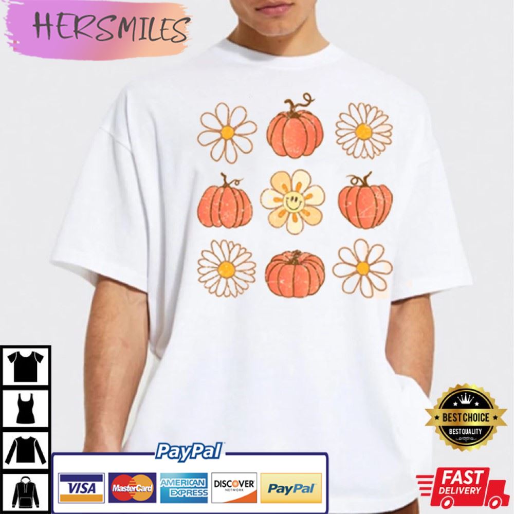 Daisy Pumpkin Fall Pumpkin Patch Vintage Best T-Shirt