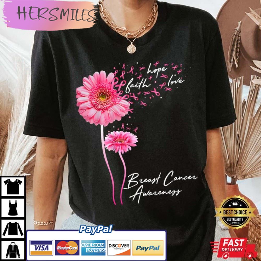 Faith Hope Love Pink Daisy Flower T-Shirt