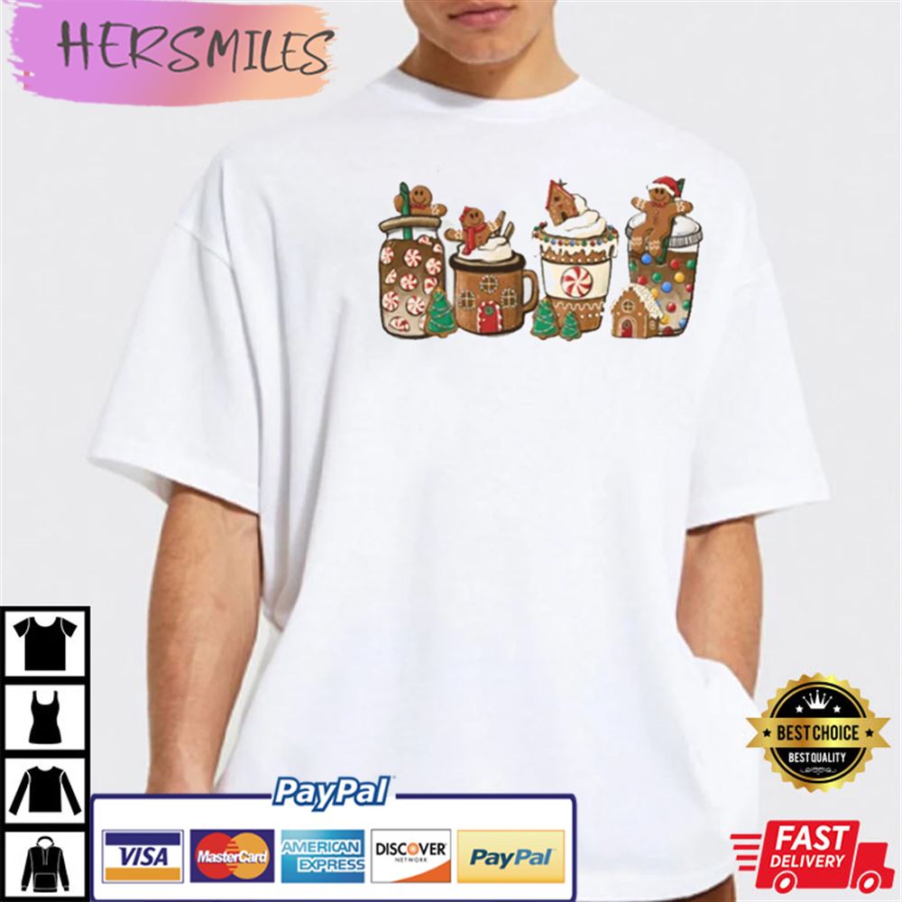 Gingerbread Christmas, Coffee Lover Gift Latte Drink Holiday Xmas Best T-shirt