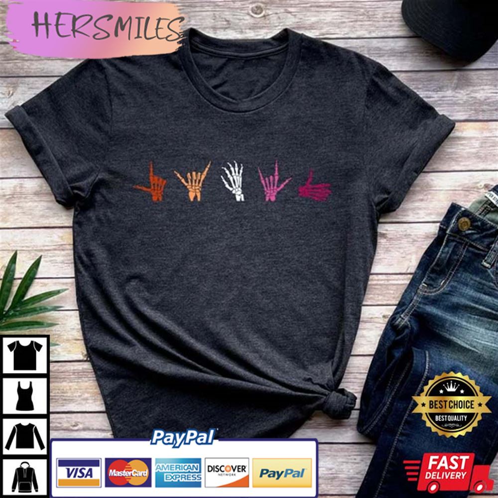 Halloween Lesbian Skeleton Hands Femme Flag Subtle Discreet Pride Month LGBTQ BestT-shirt Halloween Lesbian Skeleton Hands Femme Flag Subtle Discreet Pride Month LGBTQ BestT-shirt